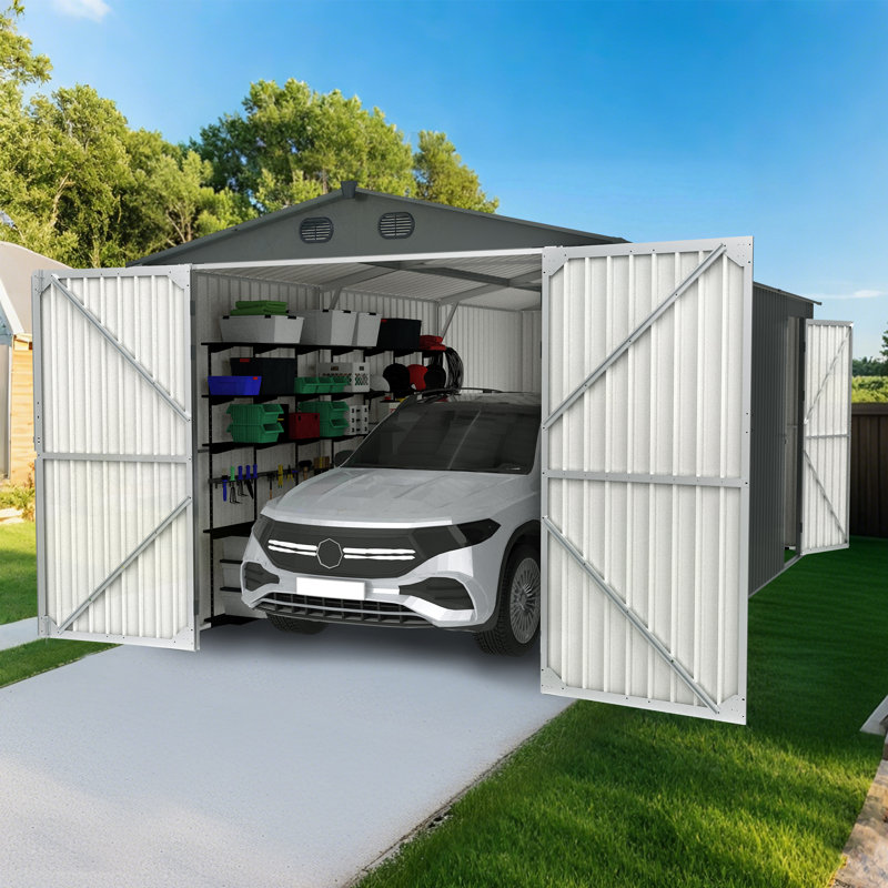 Arlmont & Co. Lachezara 10 ft. W X 20 ft. D Metal Storage Shed